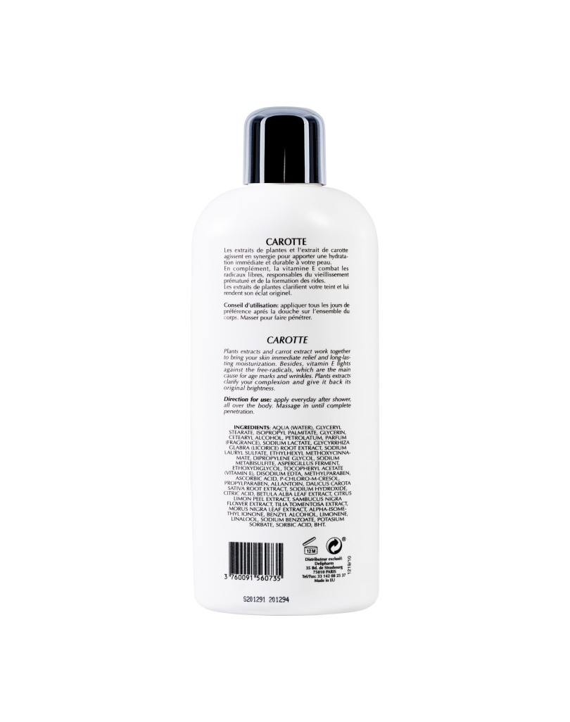 Lait Carotte – Lait éclaircissant hydratant à l’huile de carotte | Pr. Françoise Bedon